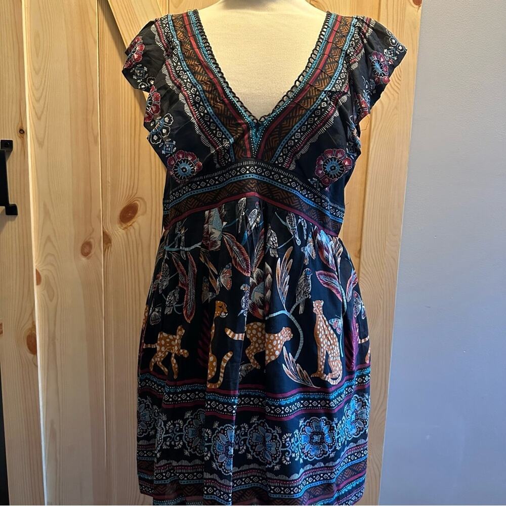 Anthropologie Vneck Plunge Leopard Butterfly Dress - Picture 7 of 13